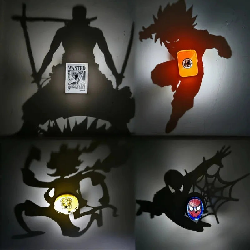 Anime Shadow Light Projector Lamp - Luffy, Goku & Zoro Night Light for Creative Atmosphere & Perfect Gift for Friends!