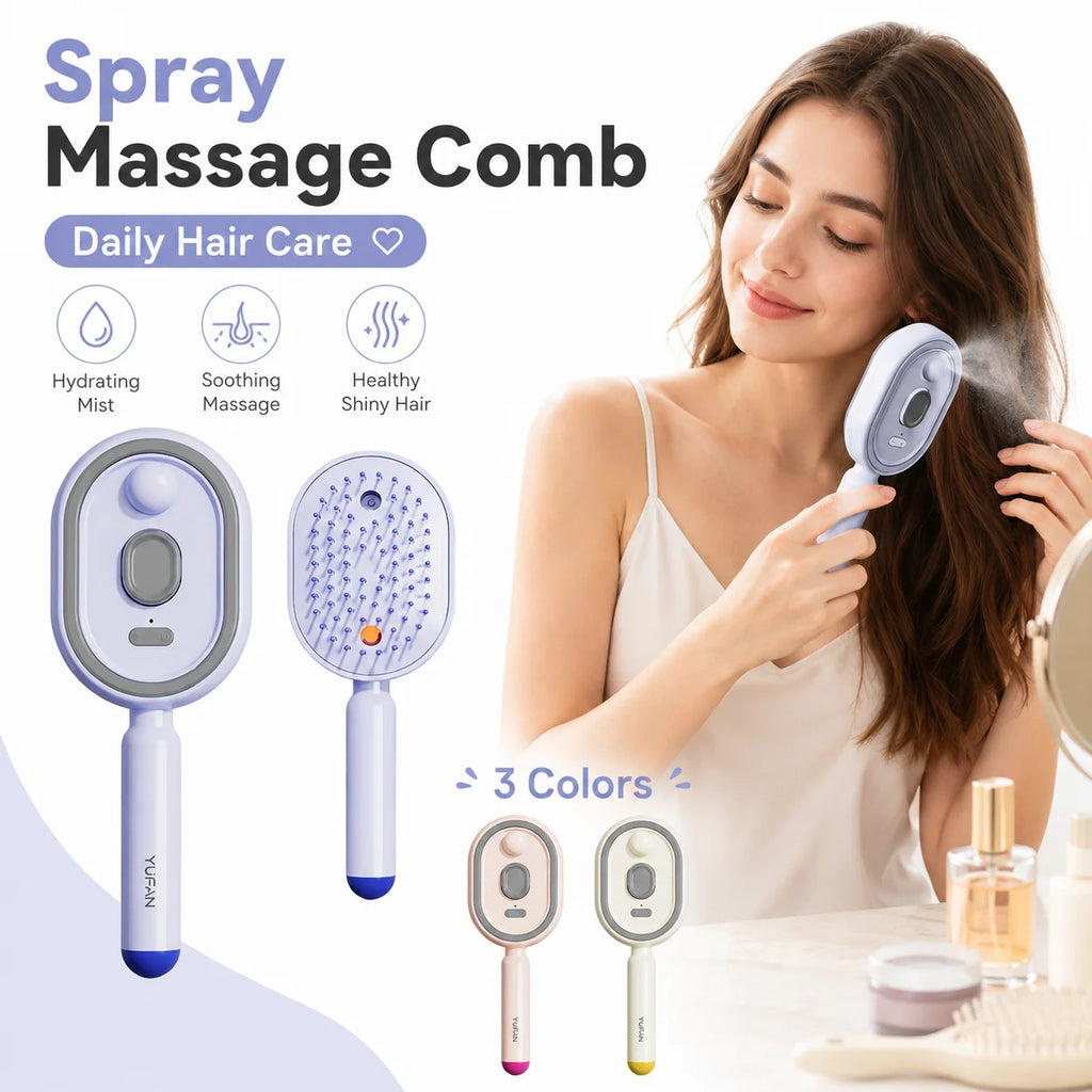 Hydrating Spray Massage Comb — 3-in-1 Scalp & Hair Care