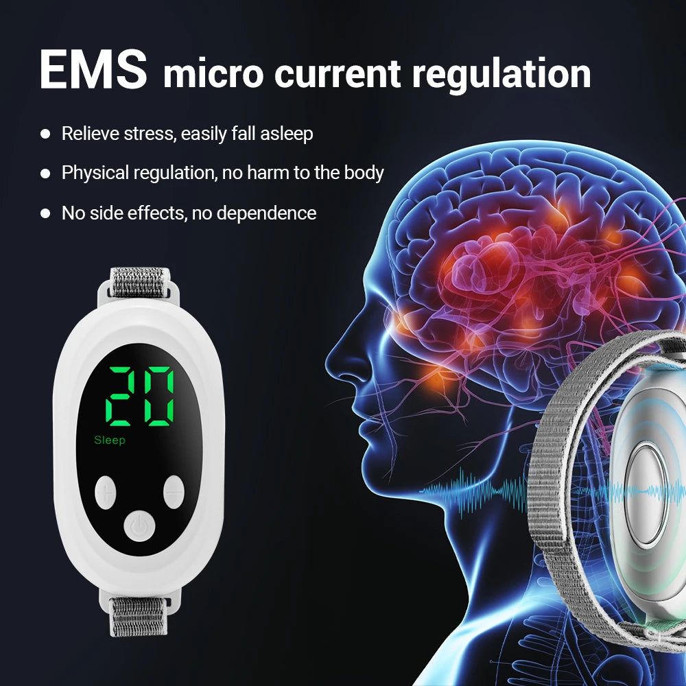 Revolutionary EMS Sleep Aid Device - Microcurrent Therapy for Insomnia, Stress & Anxiety Relief - Palm Pulse Massager for Restful Sleep