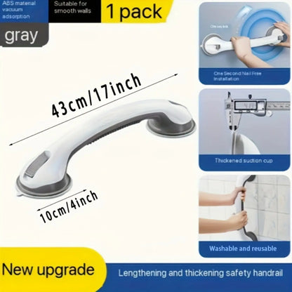 17 Inch Suction Cup Bathroom Grab Bar Easy-Install - Anti-Slip Safety Handle, No Drilling Installation, Bathroom Fall Prevention, Bathroom Suction Cup Grab Bar, for Shower, Bathtub and Toilet