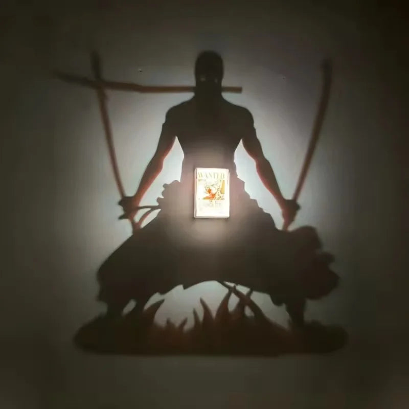 Anime Shadow Light Projector Lamp - Luffy, Goku & Zoro Night Light for Creative Atmosphere & Perfect Gift for Friends!