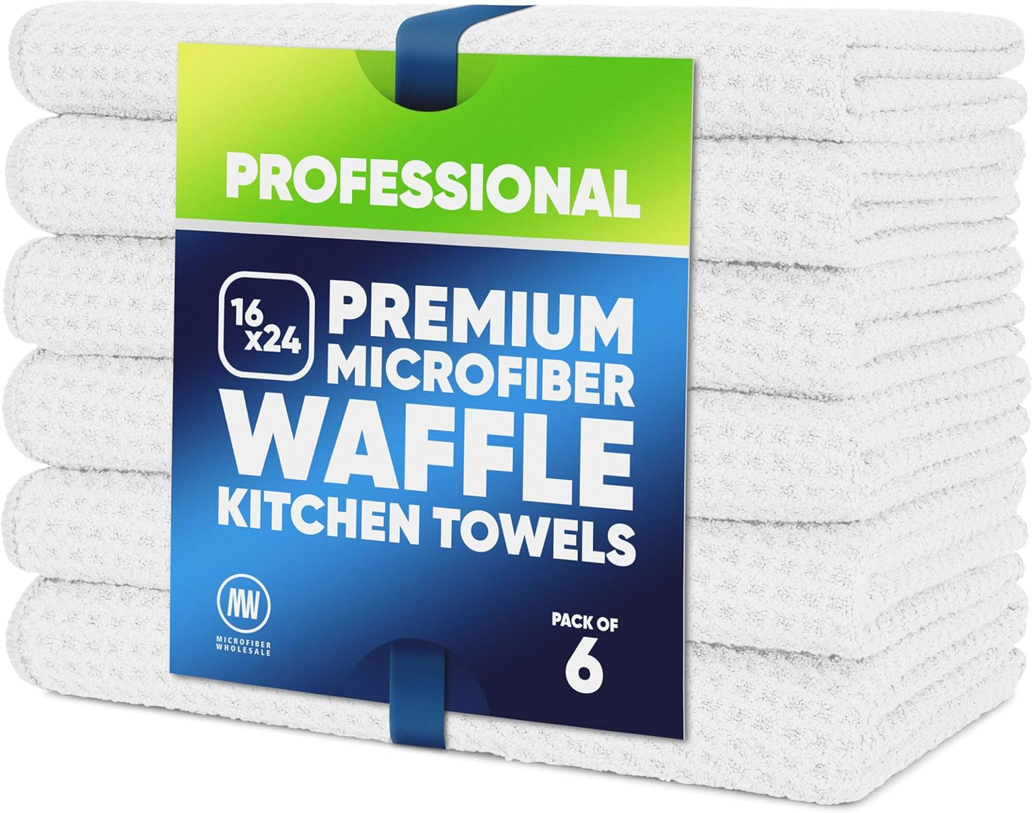 Premium Microfiber Waffle Weave Kitchen Towels - 6 Pack, Ultra Absorbent, Lint-Free, Thick & Soft for Home & Commercial Use (Gray, 16"x24")