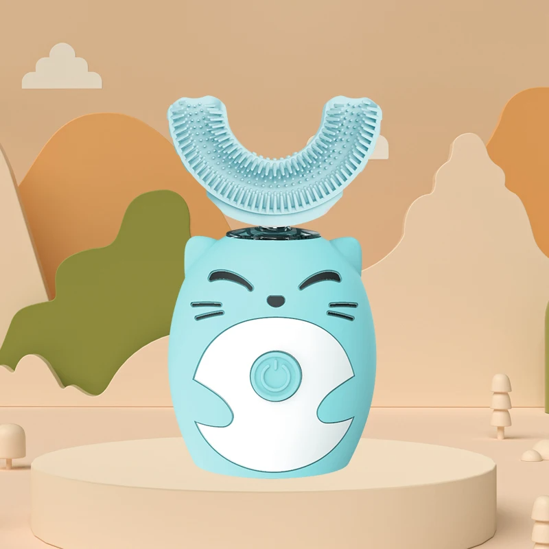 Kids Sonic Electric Toothbrush - U-Shaped 360° Ultrasonic Teeth Whitening, IPX7 Waterproof Design