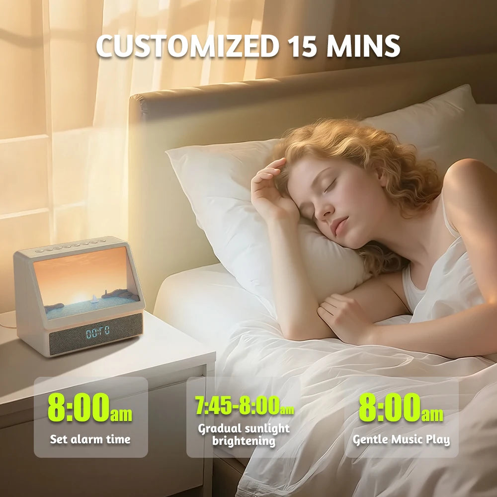 Bluetooth Sunrise Alarm Clock with White Noise & Dimmable Light - Perfect Sleep Companion for Adults & Kids