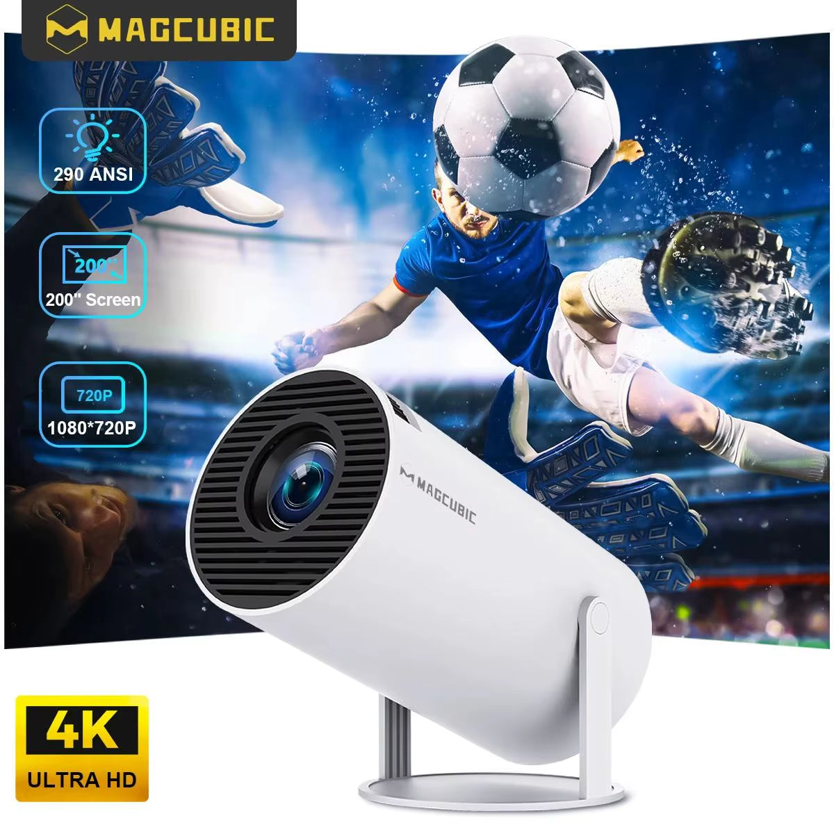 MAGCUBIC HY300 PRO 8K Projector - Android 14, Dual WiFi 6, 290 ANSI, Allwinner H726, Bluetooth 5.4, 1080P Home & Outdoor Cinema