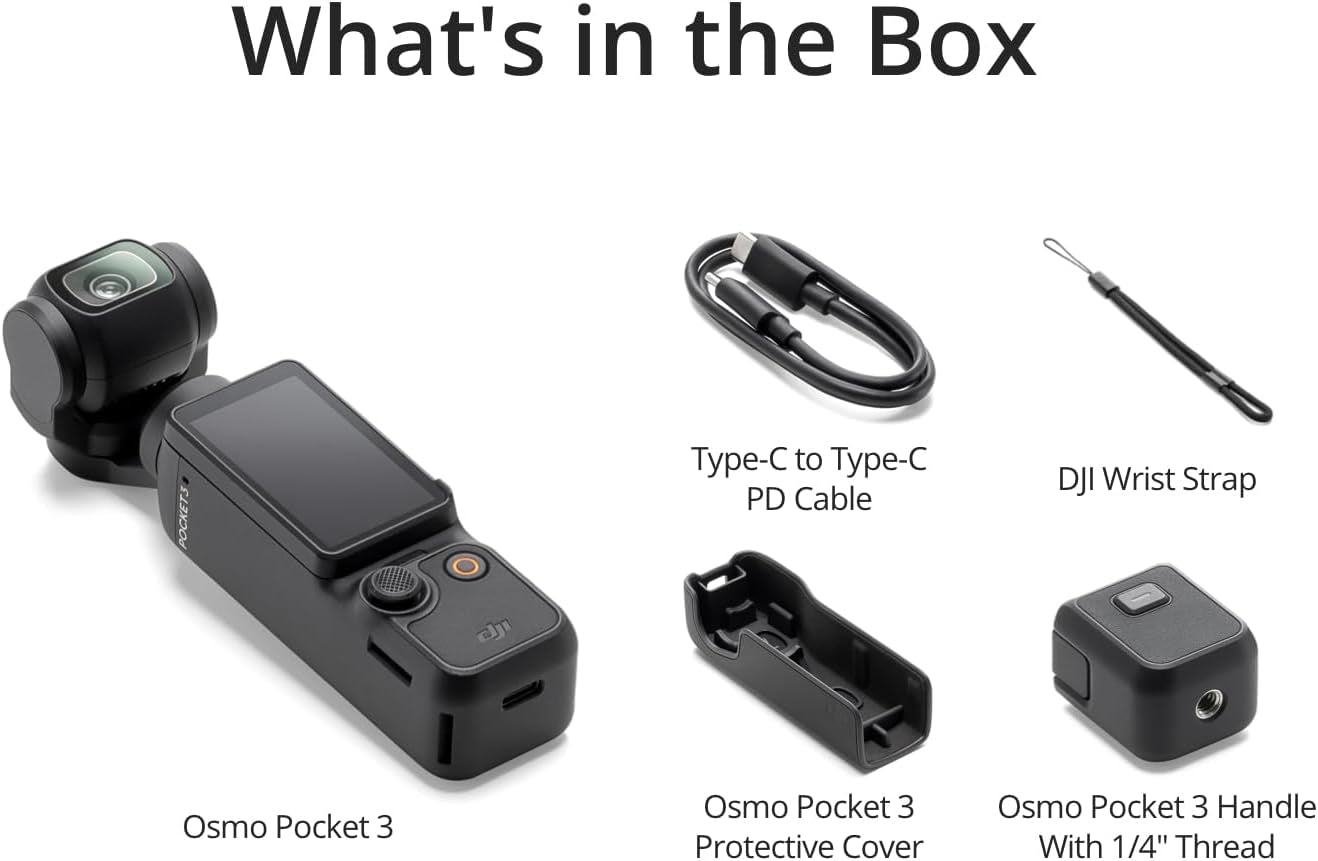 DJI Osmo Pocket 3 - Ultimate 4K Vlogging Camera with 1'' CMOS, 3-Axis Stabilization & Fast Focus for YouTube Creators