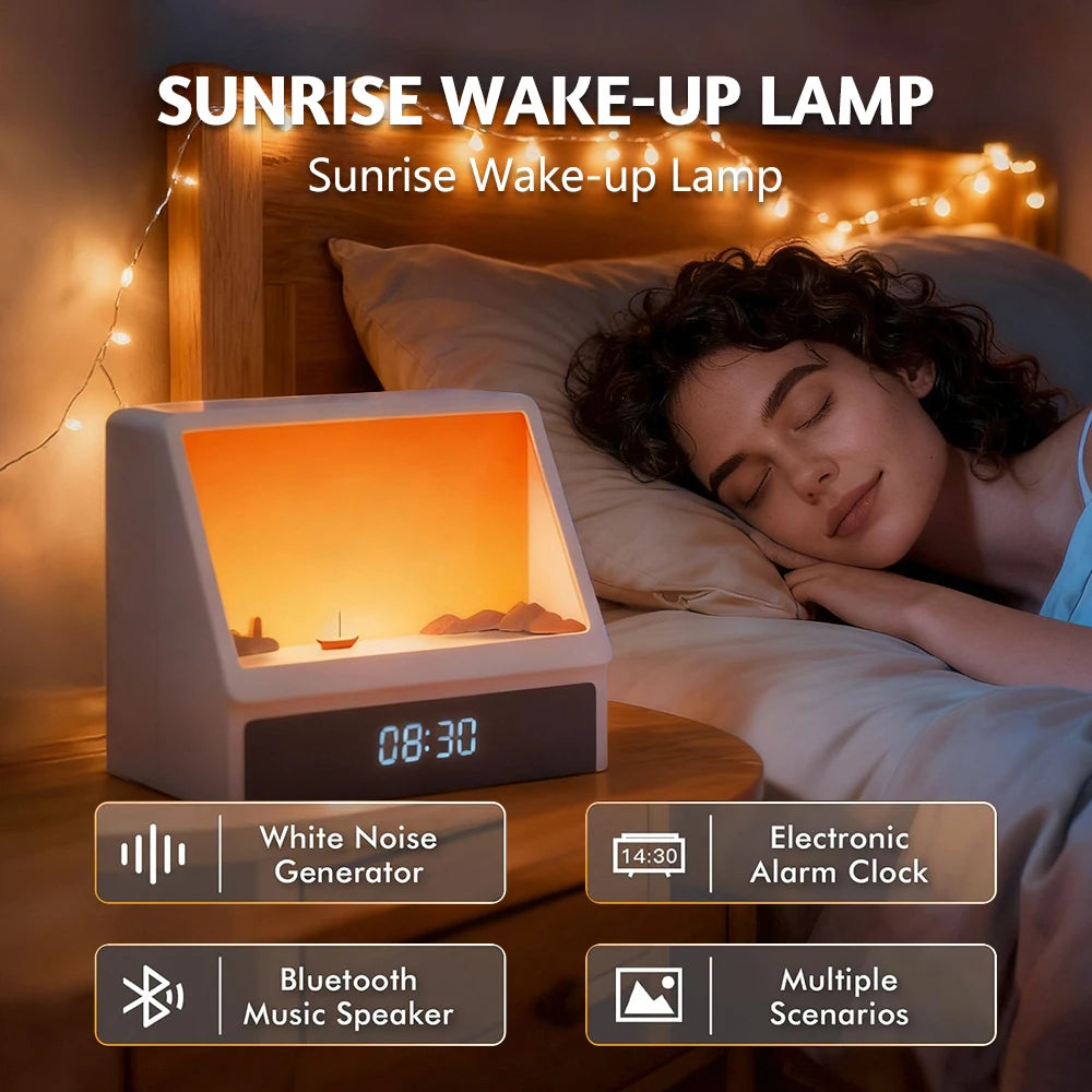 Bluetooth Sunrise Alarm Clock with White Noise & Dimmable Light - Perfect Sleep Companion for Adults & Kids