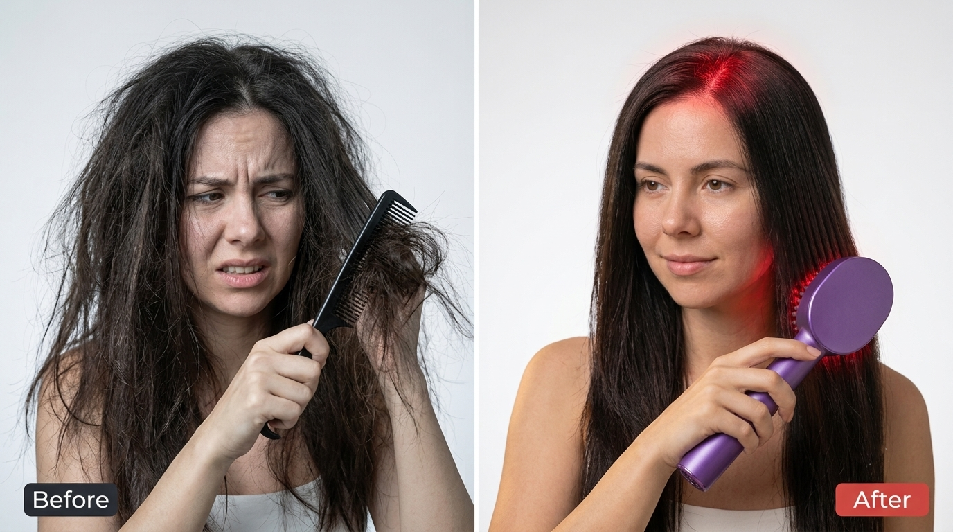 Revitalize Your Hair with the Electric Vibration Massage Comb - Red Light Therapy Scalp Brush & Oil Applicator for Enhanced Hair Growth!