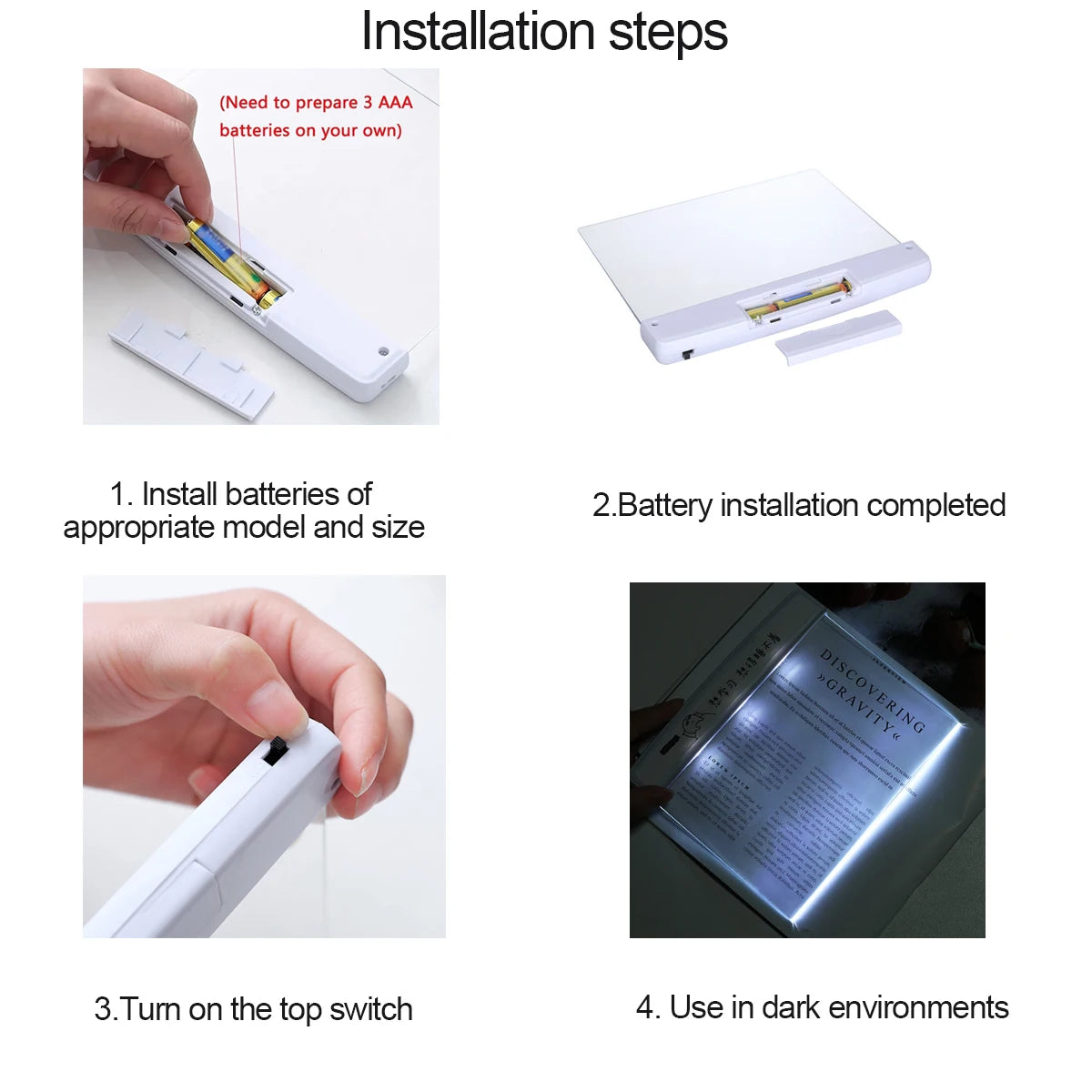 LED Flat Panel Night Vision Reading Light - Eye Protection for Students and Night Readers