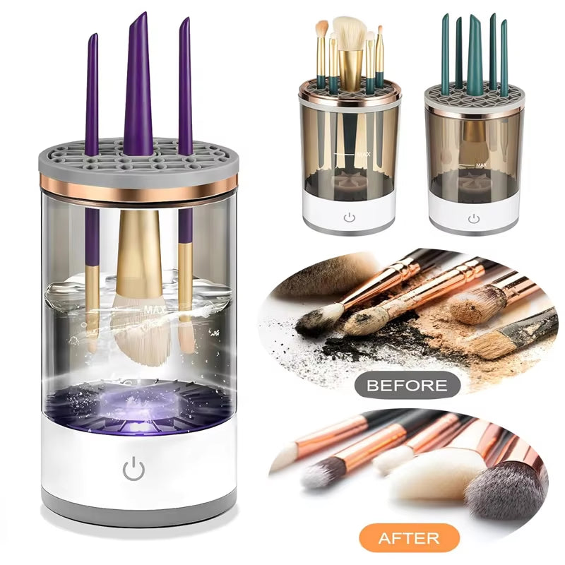 Automatic USB Makeup Brush Cleaner & Dryer with Cleaning Mat - Effortless Brush Care!