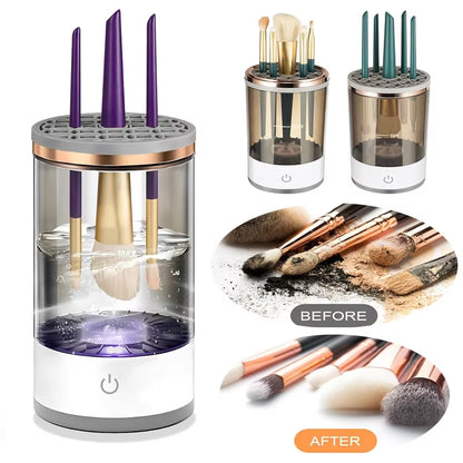 Automatic USB Makeup Brush Cleaner & Dryer with Cleaning Mat - Effortless Brush Care!