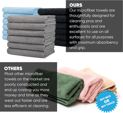 Premium Microfiber Waffle Weave Kitchen Towels - 6 Pack, Ultra Absorbent, Lint-Free, Thick & Soft for Home & Commercial Use (Gray, 16"x24")