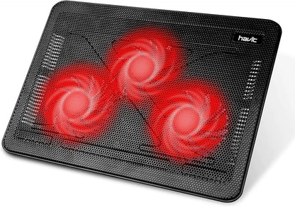 HV-F2056 Laptop Cooling Pad - Ultra-Slim Cooling Stand with 3 Quiet Fans for 15.6"-17" Gaming Laptops