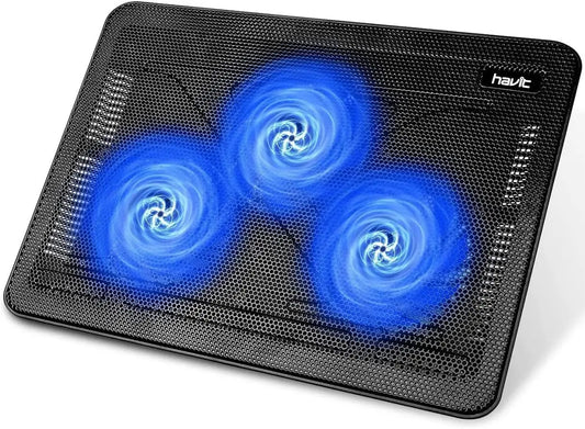 HV-F2056 Laptop Cooling Pad - Ultra-Slim Cooling Stand with 3 Quiet Fans for 15.6"-17" Gaming Laptops