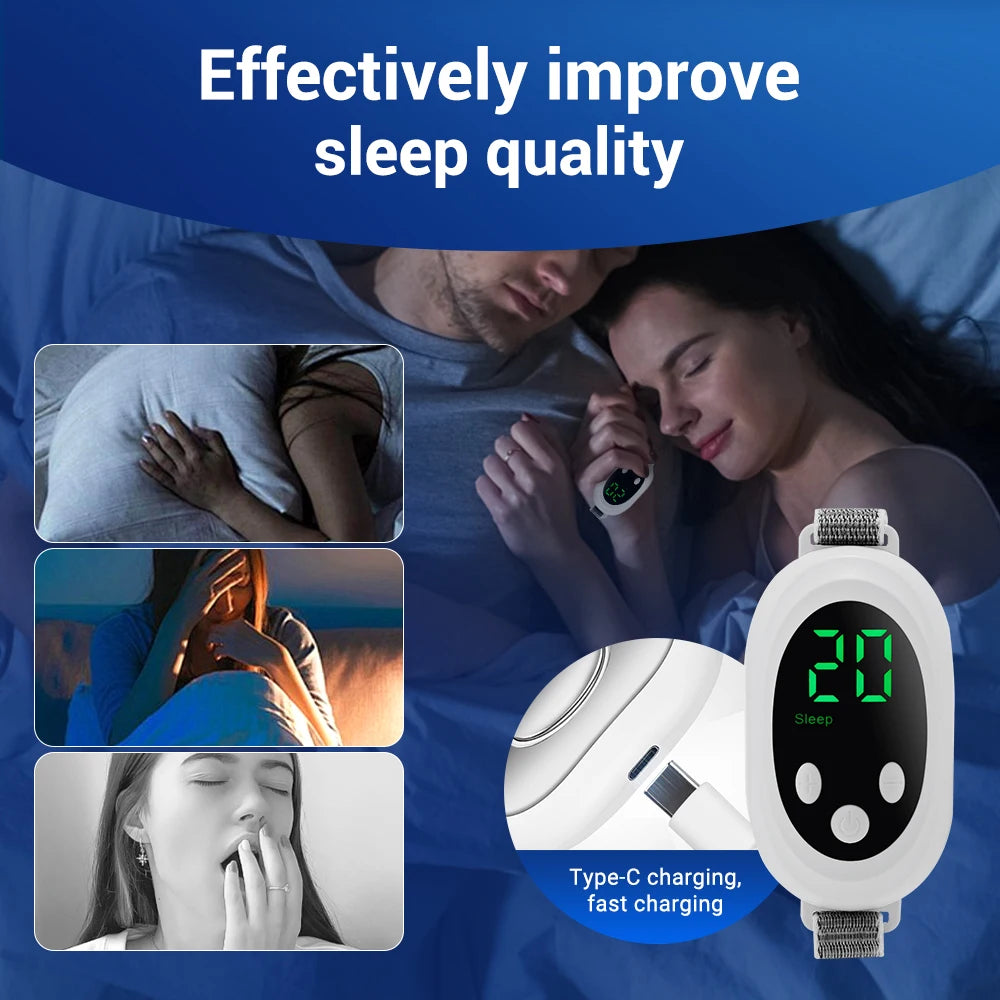 Revolutionary EMS Sleep Aid Device - Microcurrent Therapy for Insomnia, Stress & Anxiety Relief - Palm Pulse Massager for Restful Sleep