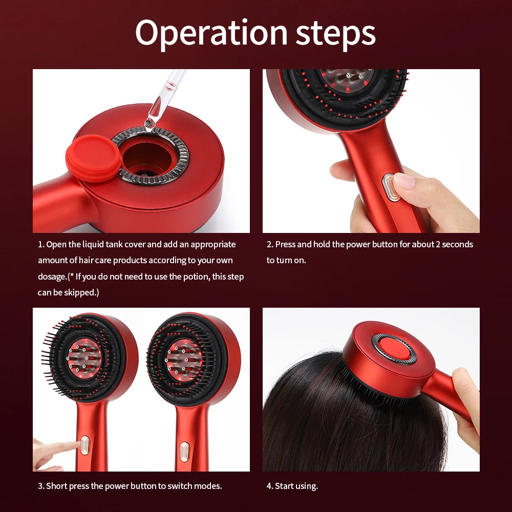 Revitalize Your Hair with the Electric Vibration Massage Comb - Red Light Therapy Scalp Brush & Oil Applicator for Enhanced Hair Growth!