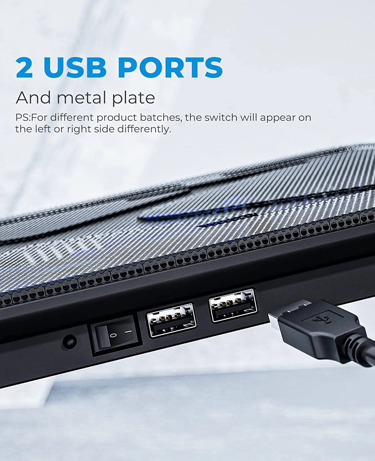 HV-F2056 Laptop Cooling Pad - Ultra-Slim Cooling Stand with 3 Quiet Fans for 15.6"-17" Gaming Laptops