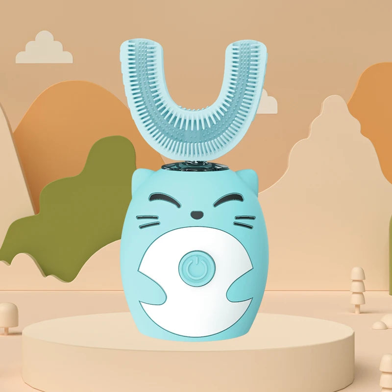Kids Sonic Electric Toothbrush - U-Shaped 360° Ultrasonic Teeth Whitening, IPX7 Waterproof Design