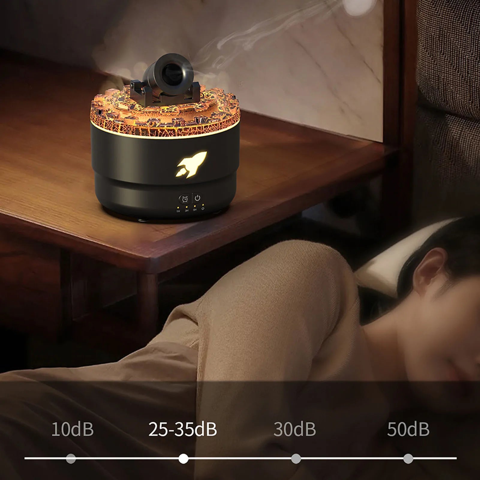 Whisper-Quiet Air Mist Humidifier & Essential Oil Diffuser with Innovative Timer - Perfect for Bedside & Tea Table