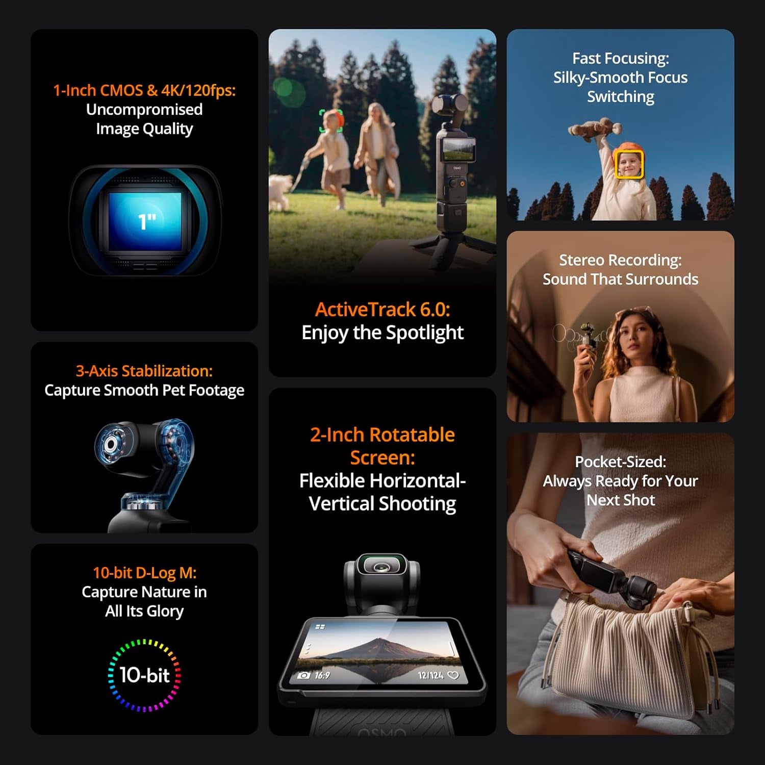 DJI Osmo Pocket 3 - Ultimate 4K Vlogging Camera with 1'' CMOS, 3-Axis Stabilization & Fast Focus for YouTube Creators