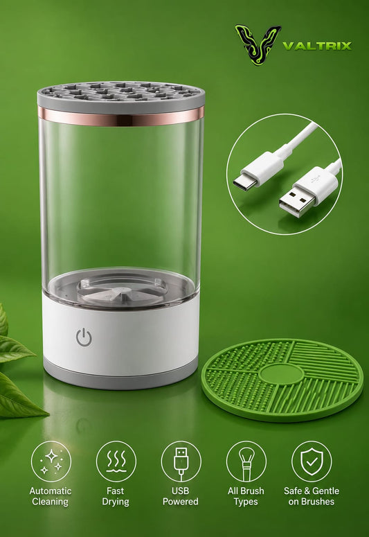 Automatic USB Makeup Brush Cleaner & Dryer with Cleaning Mat - Effortless Brush Care!